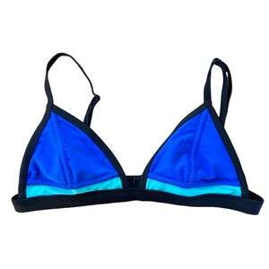 Design Lab Lord & Taylor Blue & Black Triangle Bikini Top Size Medium